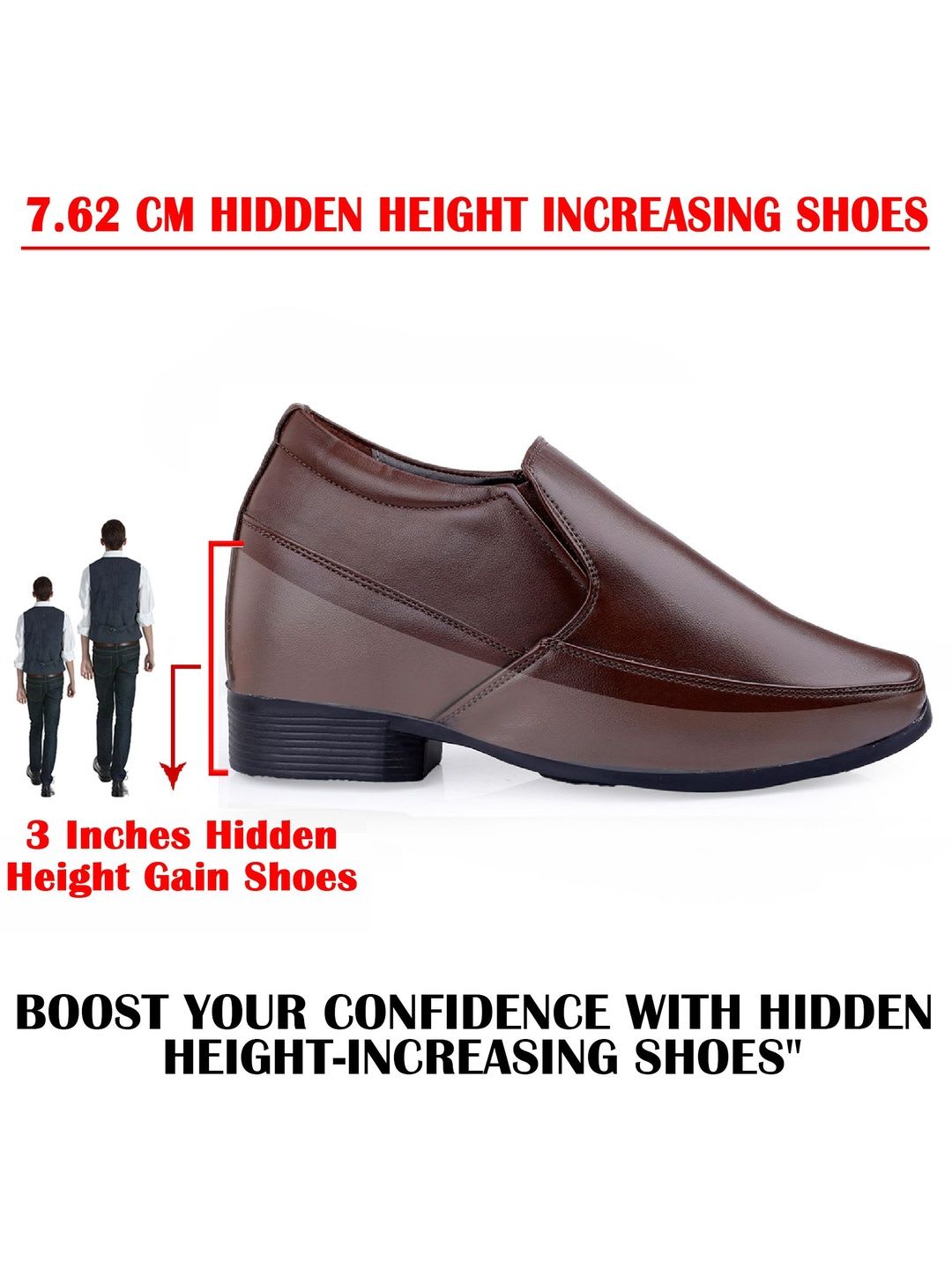 Bxxy Men Hidden Elevator Formal Slip-on Shoes - back view