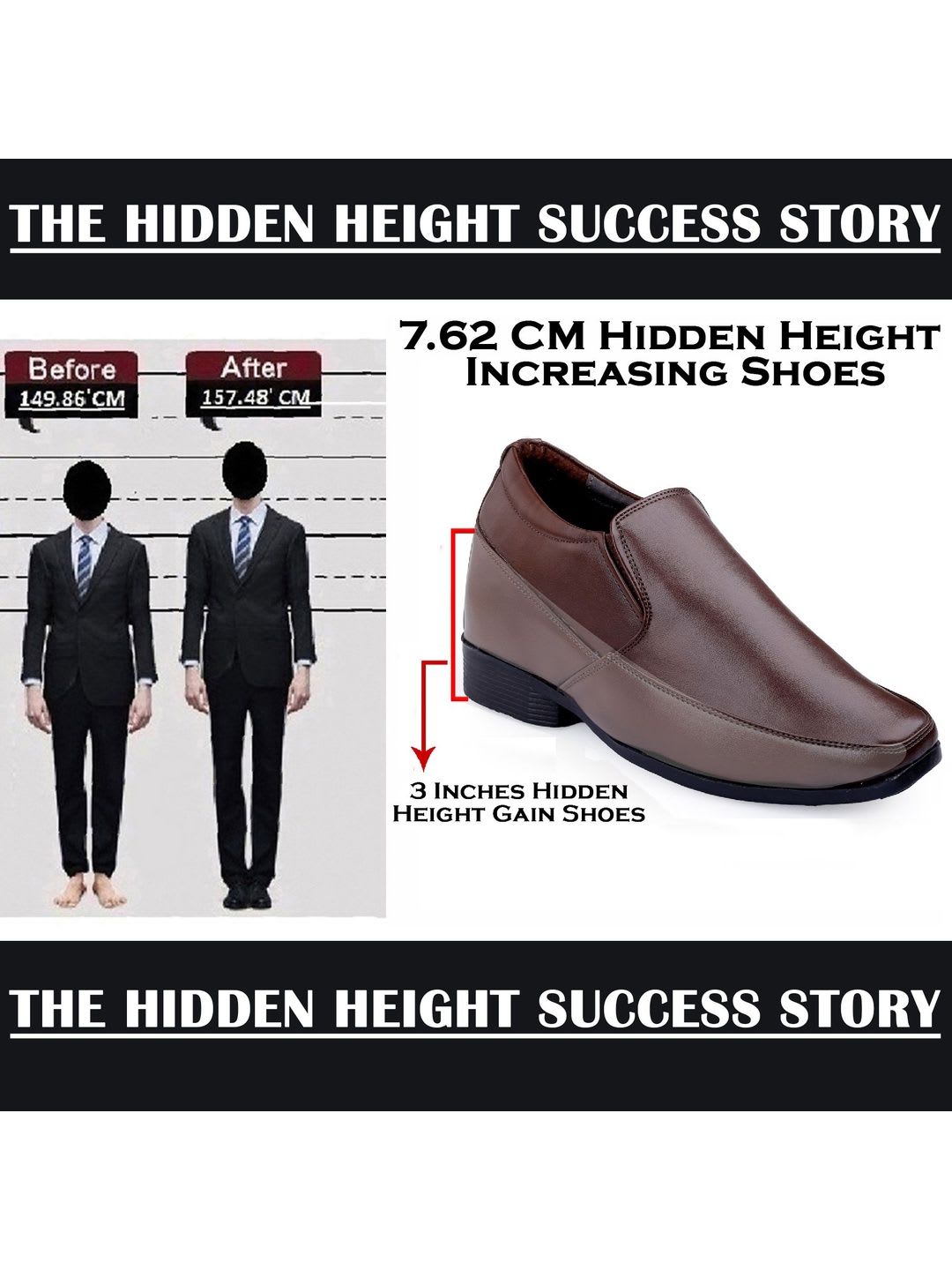 Bxxy Men Hidden Elevator Formal Slip-on Shoes - right view