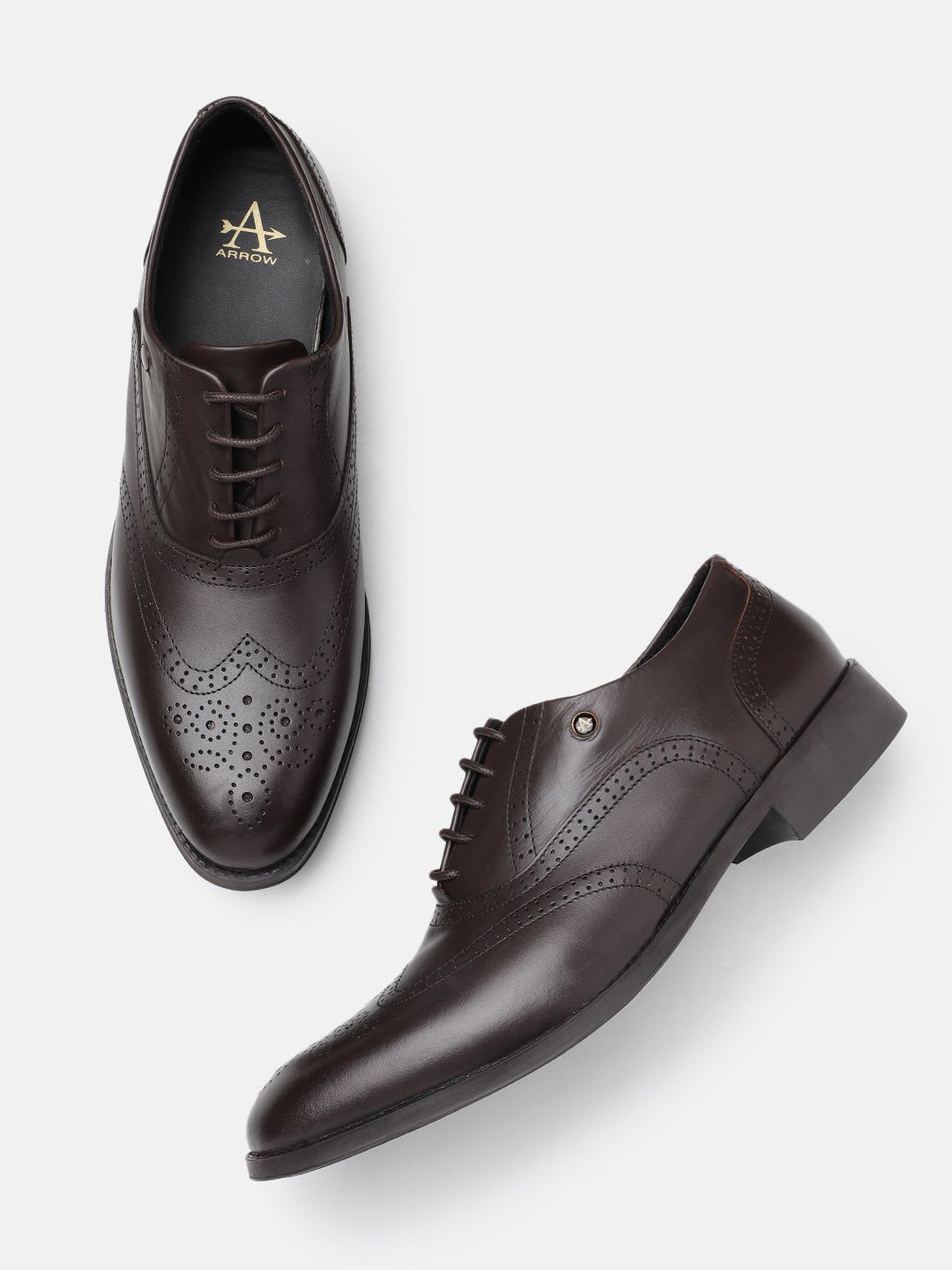 Arrow Men Textured Formal Leather Brogues - default view