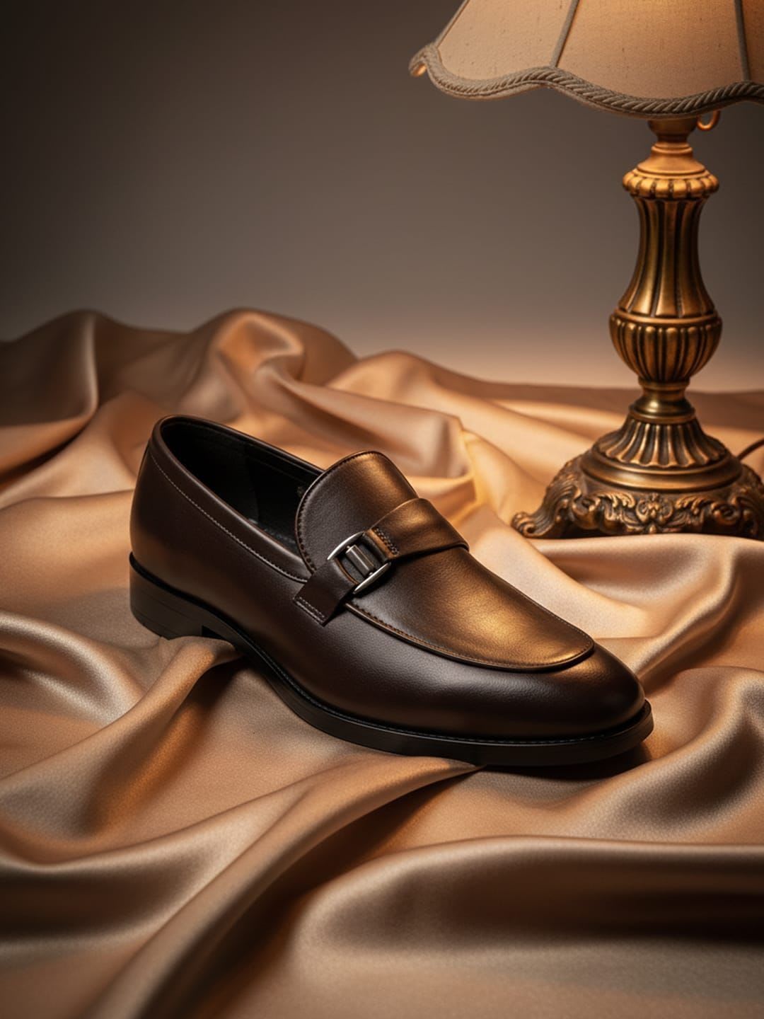House of Pataudi Men Round Toe Slip-On Loafers Formal Shoes - left view