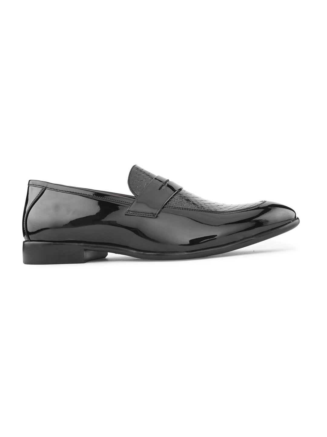 House of Pataudi Textured Round Toe Formal Slip-On Loafers - right view