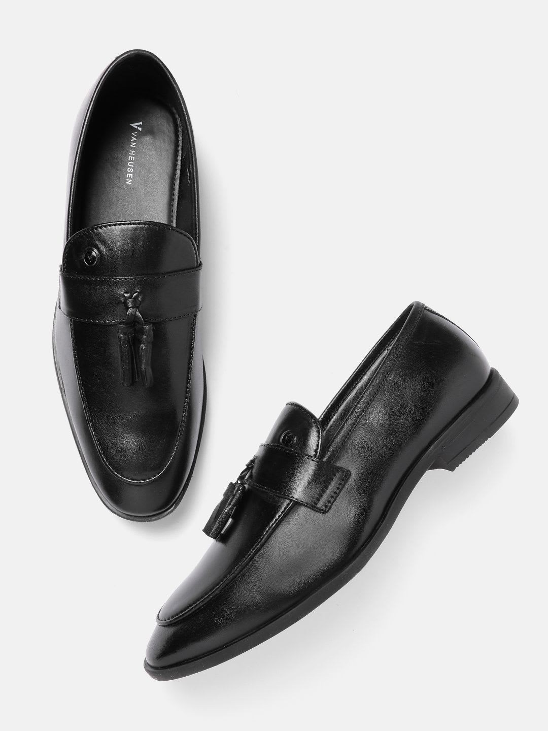 Van Heusen Men Leather Round Toe Slip On Formal Shoes - default view