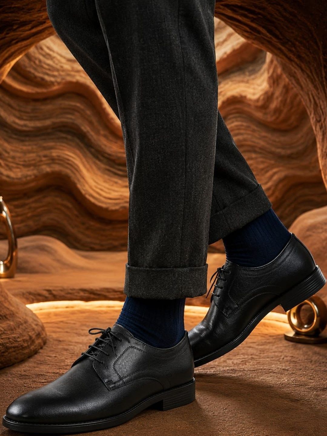 House of Pataudi Men Round Toe Lace-Ups Derbys Formal Shoes - back view