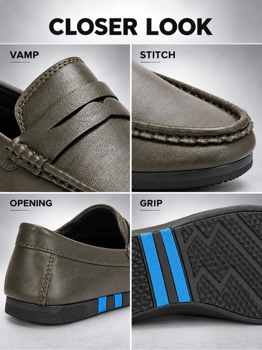 KRAASA Men  Round Toe Slip-On Loafers Formal Shoes - right view