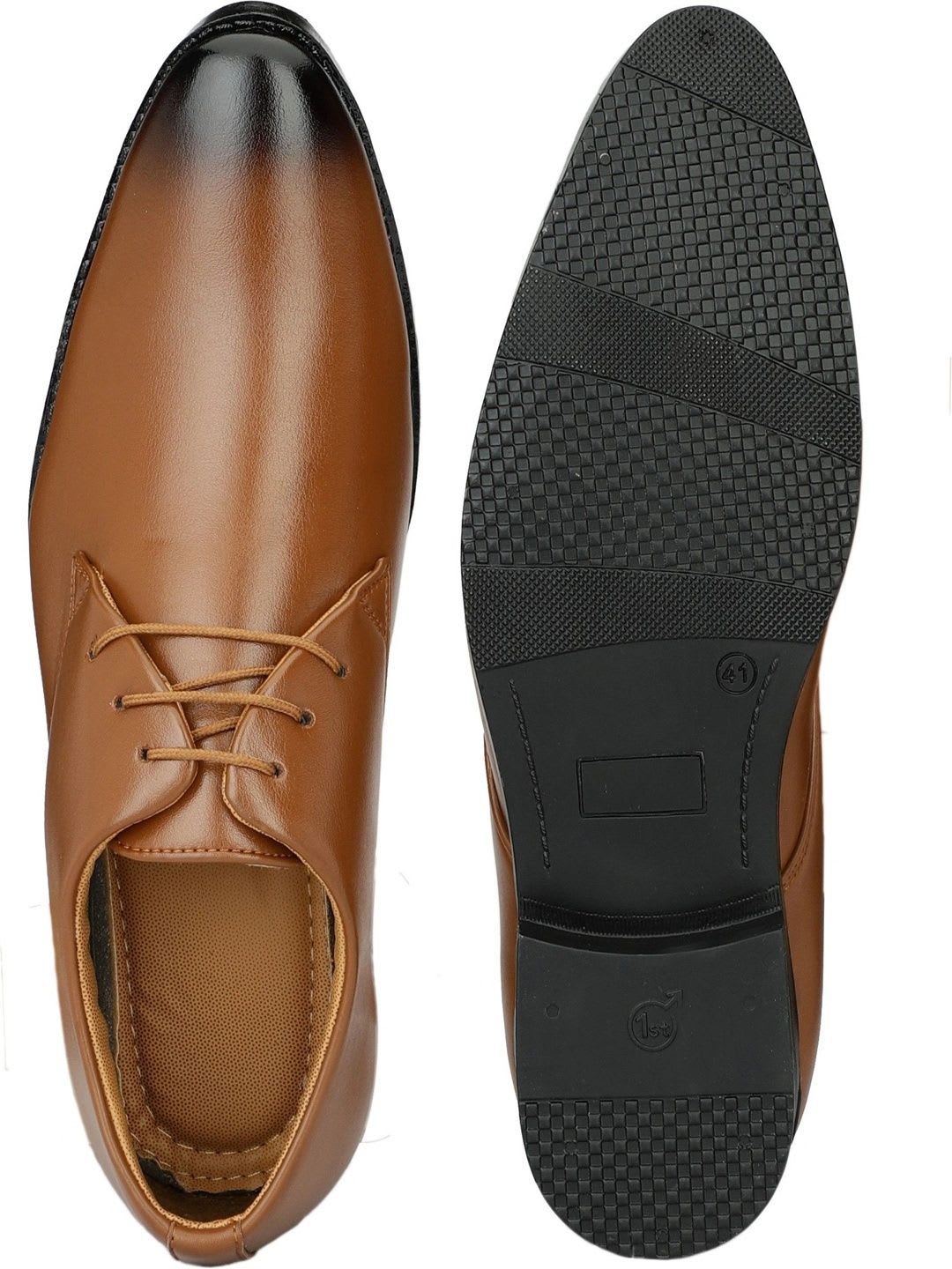 HERE&NOW Men Synthetic Leather Pointed Toe Lace-Ups Derbys Formal Shoes - left view