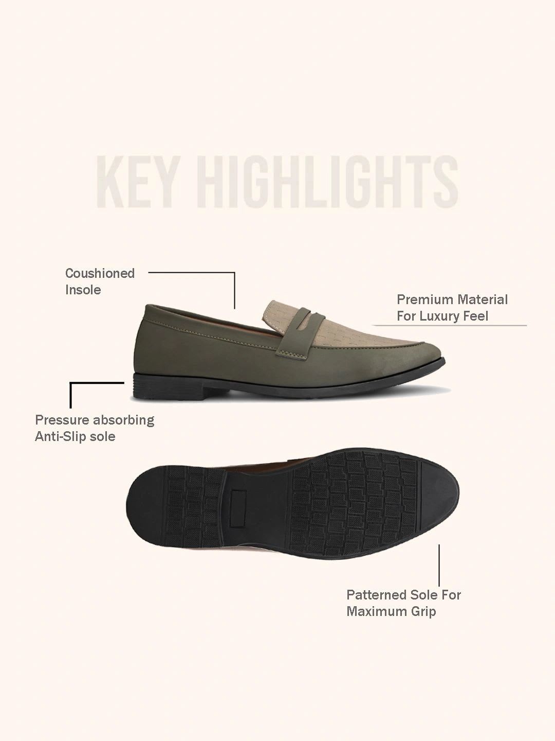 HERE&NOW Men Textured Round Toe Slip-On Formal Loafers Shoes - right view