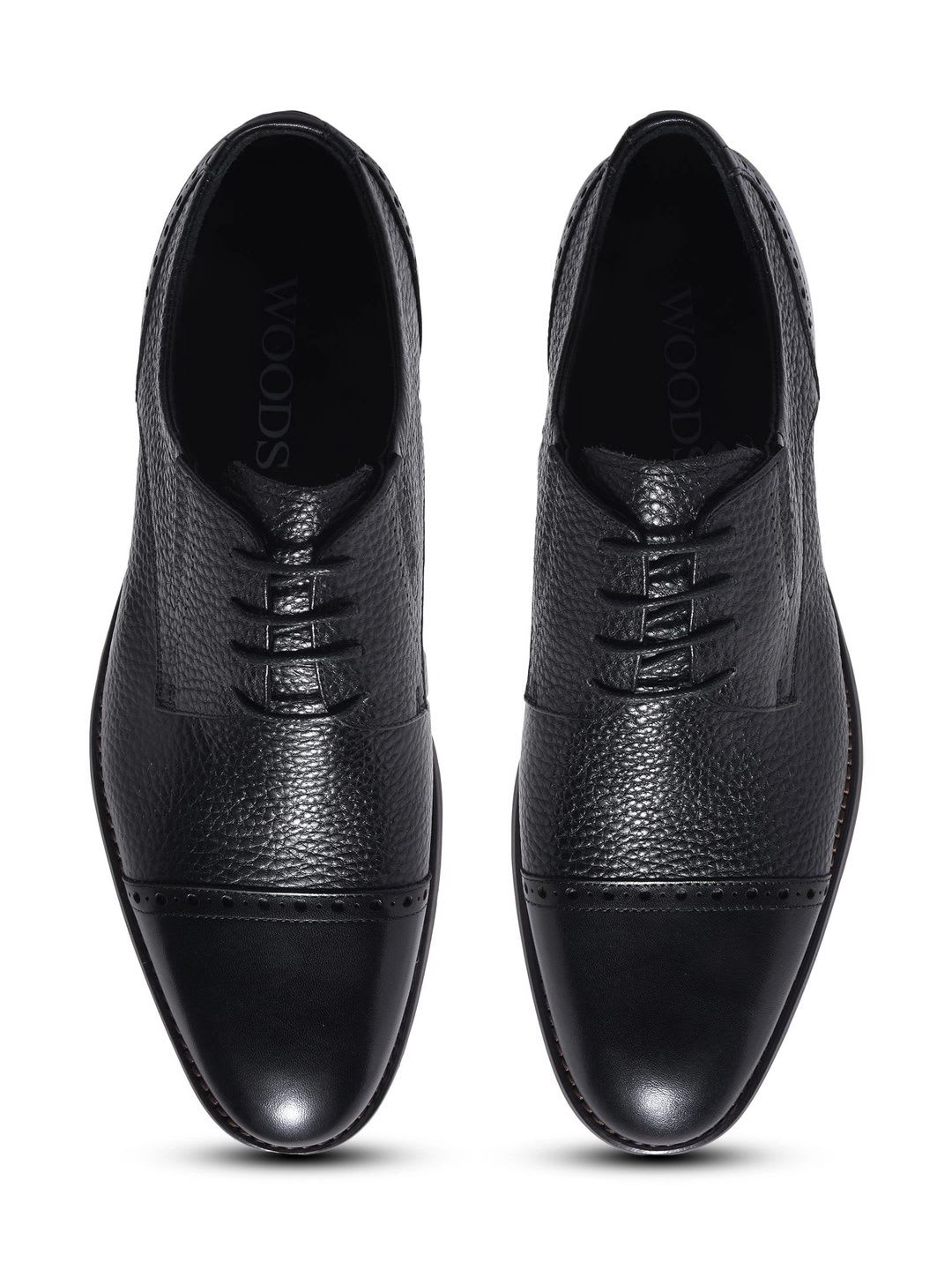 Woods Men Textured Leather Round Toe Lace-Ups Formal Oxfords - back view