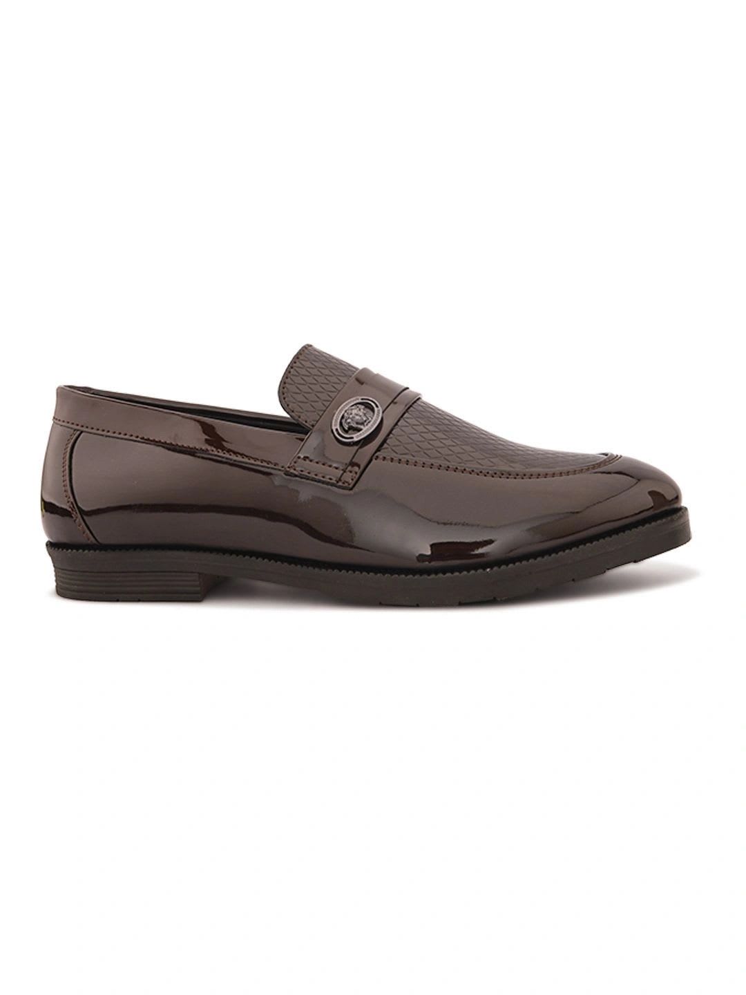 HERE&NOW Men Textured Round Toe Slip-On Formal Loafers Shoes - right view