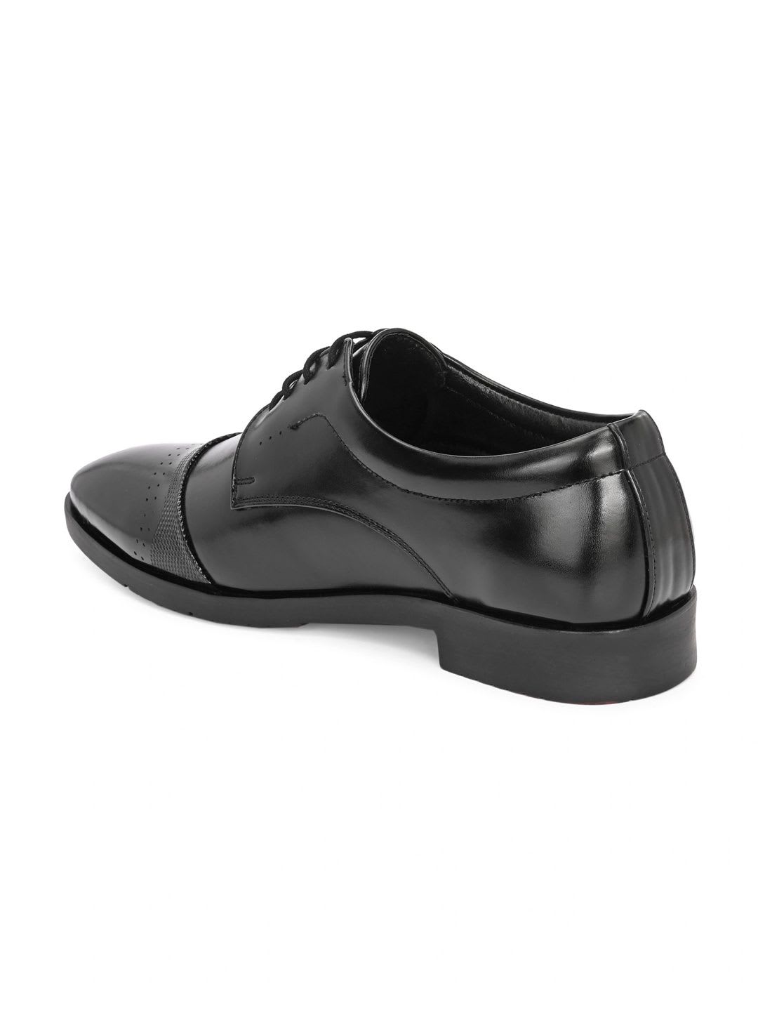 House of Pataudi Men Textured Round Toe Lace-Ups Derbys Formal Shoes - right view