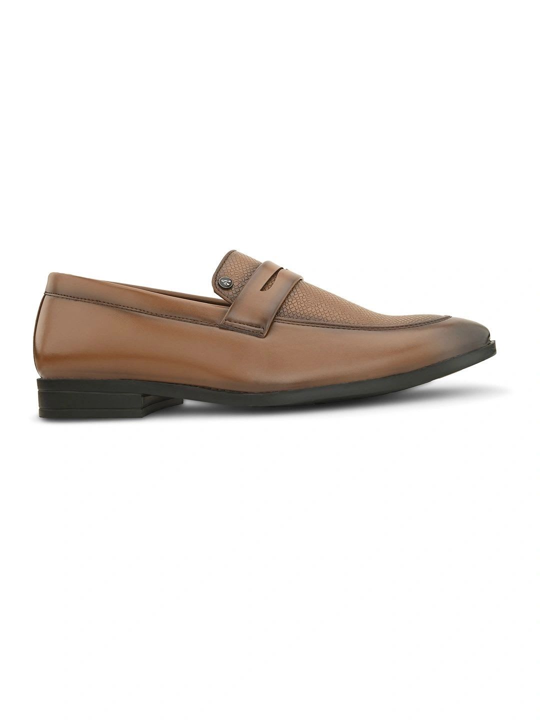 HERE&NOW Men Textured Round Toe Slip-On Formal Loafers Shoes - right view