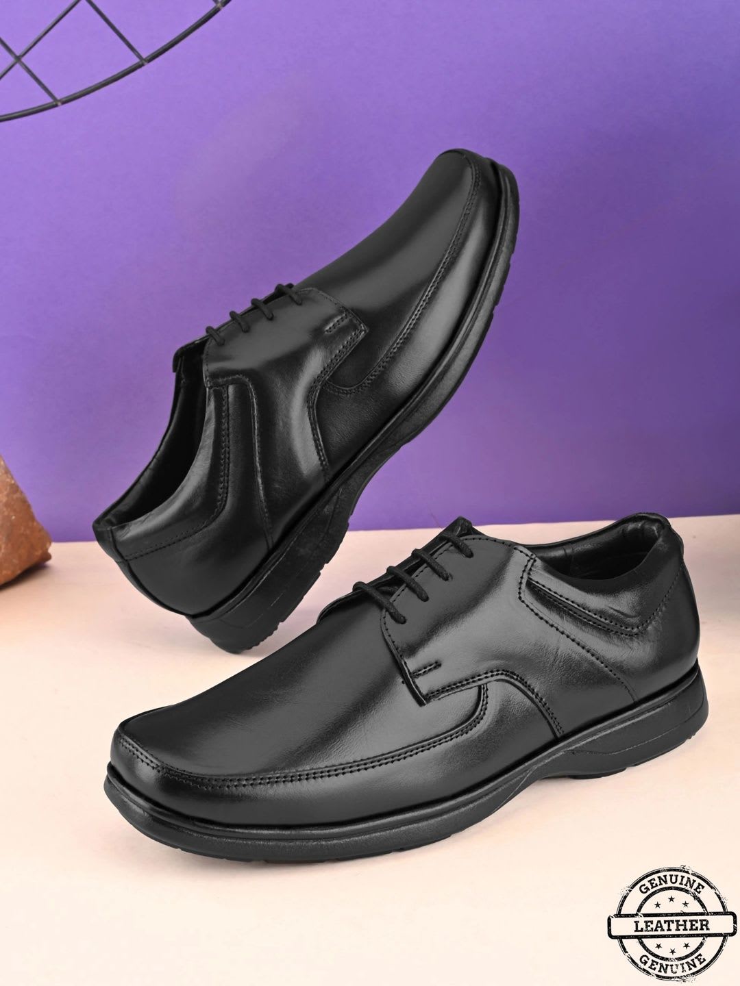 INVICTUS Men Leather Square Toe Lace-Ups Derbys Formal Shoes - default view