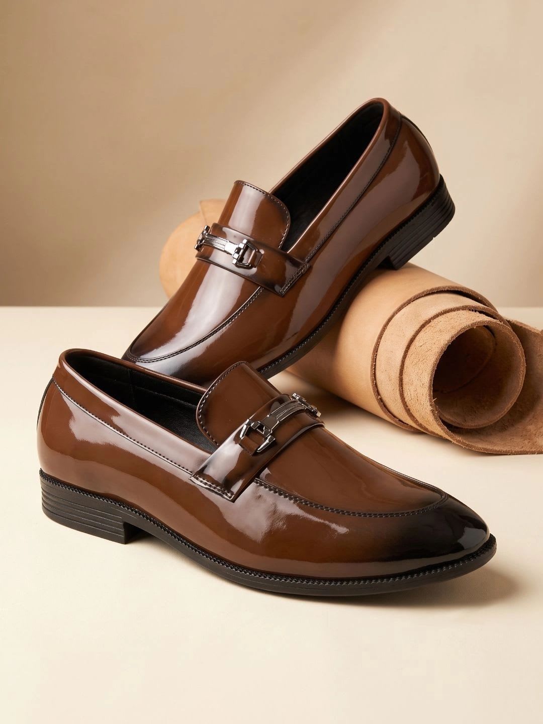 House of Pataudi Men Synthetic Pointed Toe Slip On Loafers Formal Shoes - default view