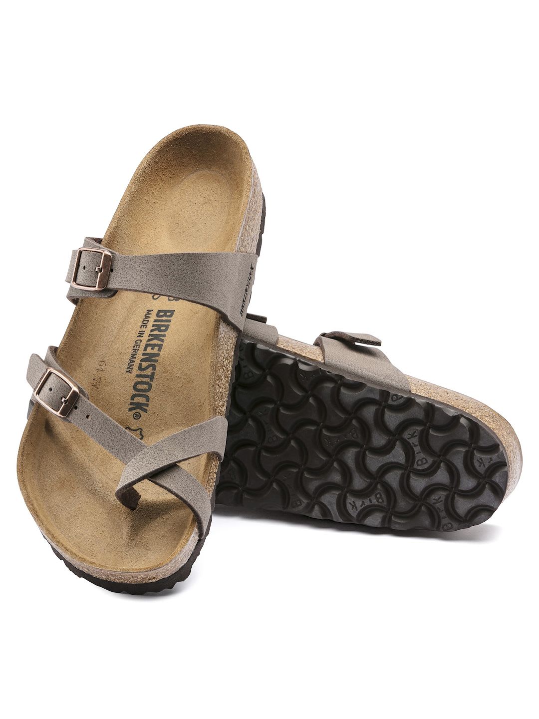 Birkenstock Brown Mayari Birko-Flor Regular Width Nubuck Sandals - back view