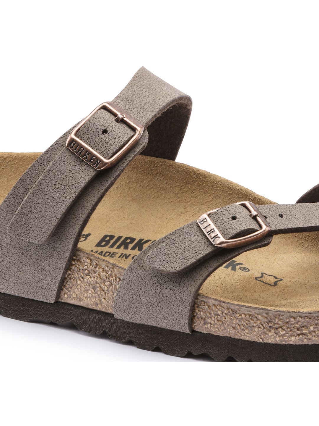 Birkenstock Brown Mayari Birko-Flor Regular Width Nubuck Sandals - left view