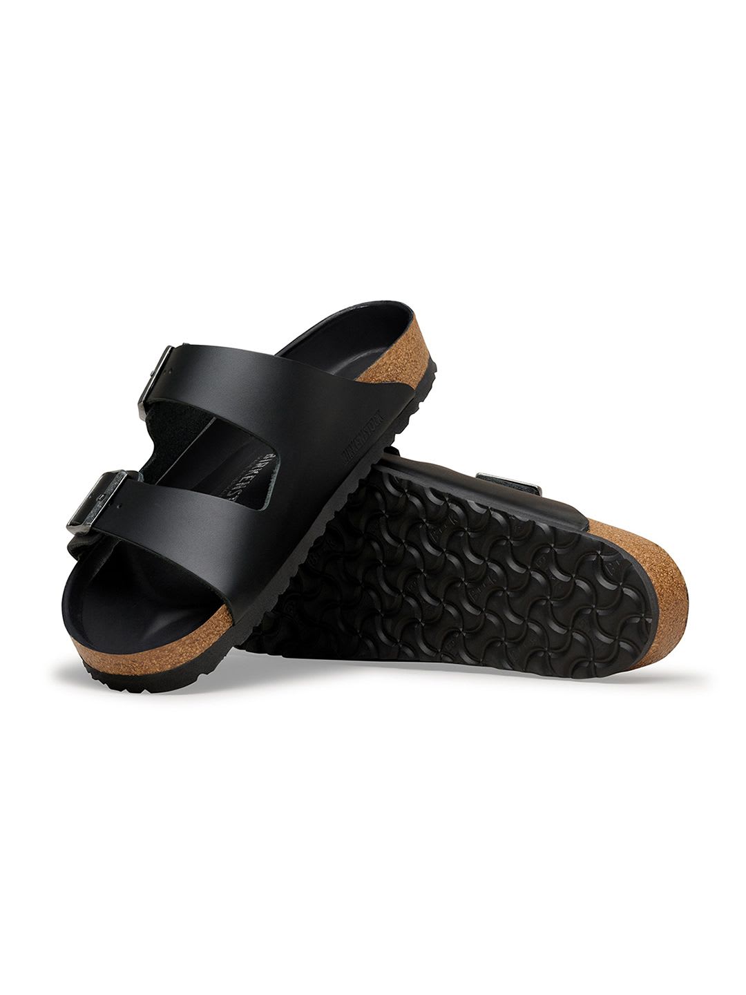 Birkenstock Arizona Men Regular Width Black Leather Sandal - back view