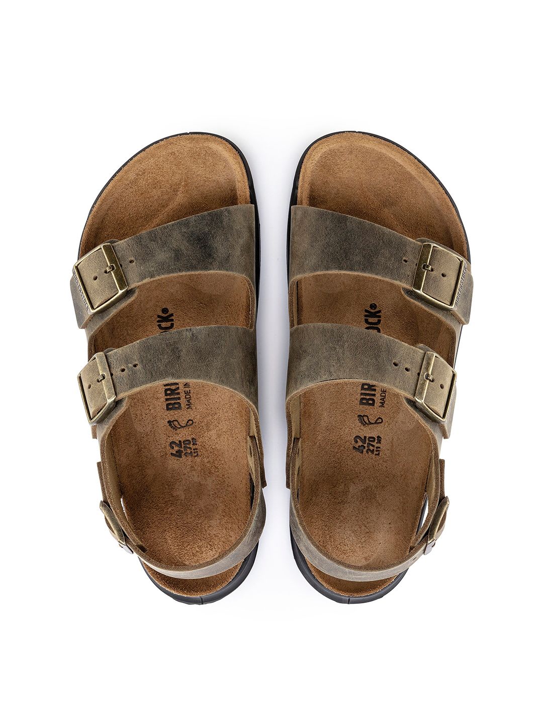 Birkenstock Milano Ct Faded Khaki Regular Width Oiled Leather With An Ankle Strap - back view