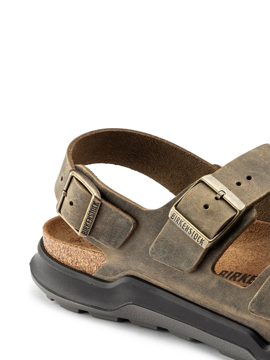 Birkenstock Milano Ct Faded Khaki Regular Width Oiled Leather With An Ankle Strap - left view