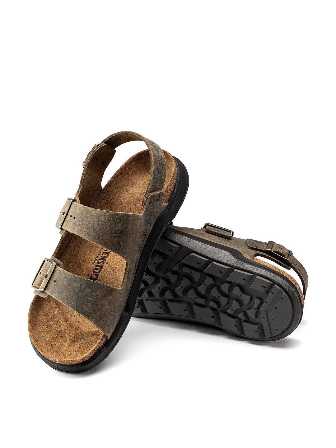 Birkenstock Milano Ct Faded Khaki Regular Width Oiled Leather With An Ankle Strap - right view