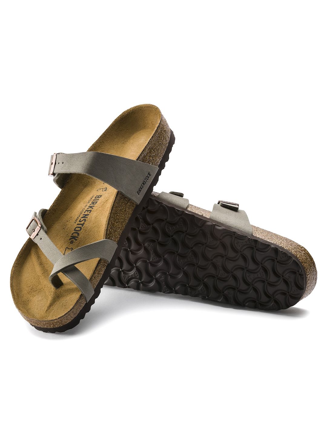 Birkenstock Unisex Silver-Toned Mayari Birko-Flor Regular Width Nubuck Sandals - back view