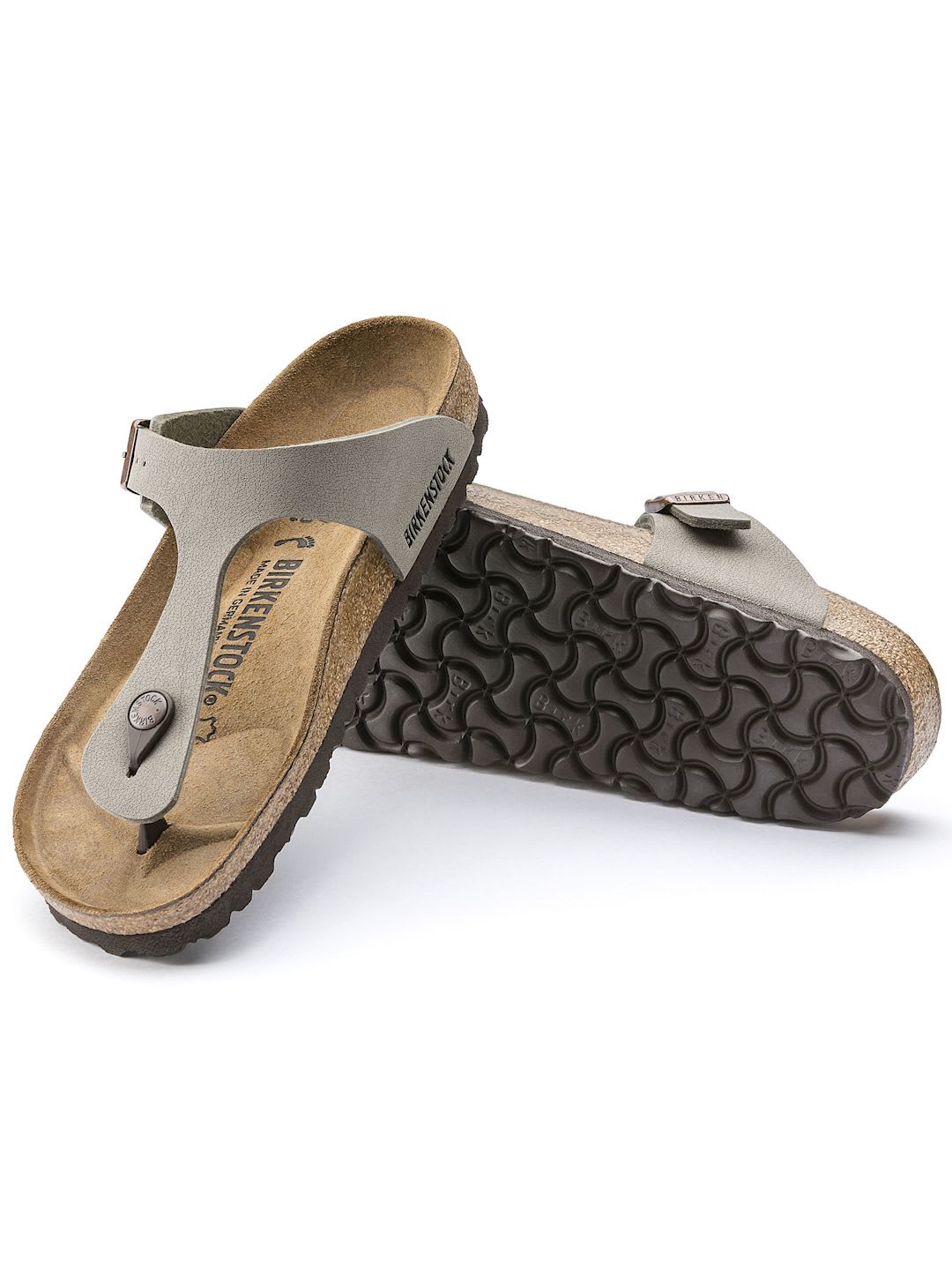 Birkenstock Unisex Taupe Solid Gizeh Birko-Flor Regular Width Comfort Sandals - back view