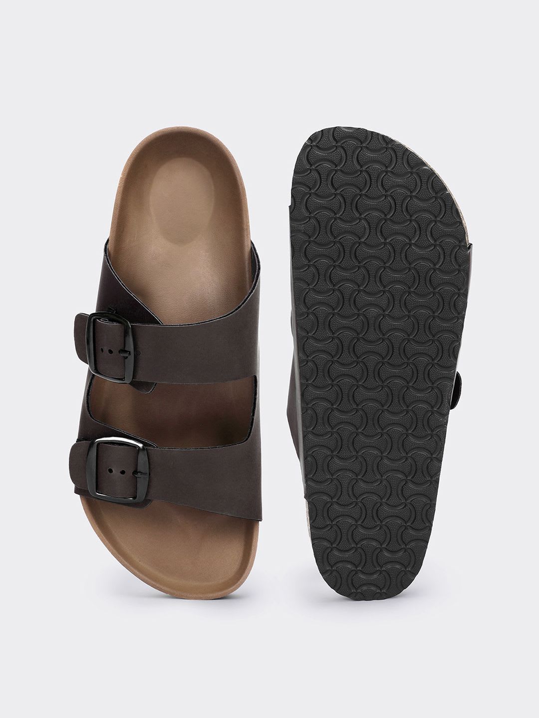 Bewakoof Men's Brown Double Strap Sandals - right view