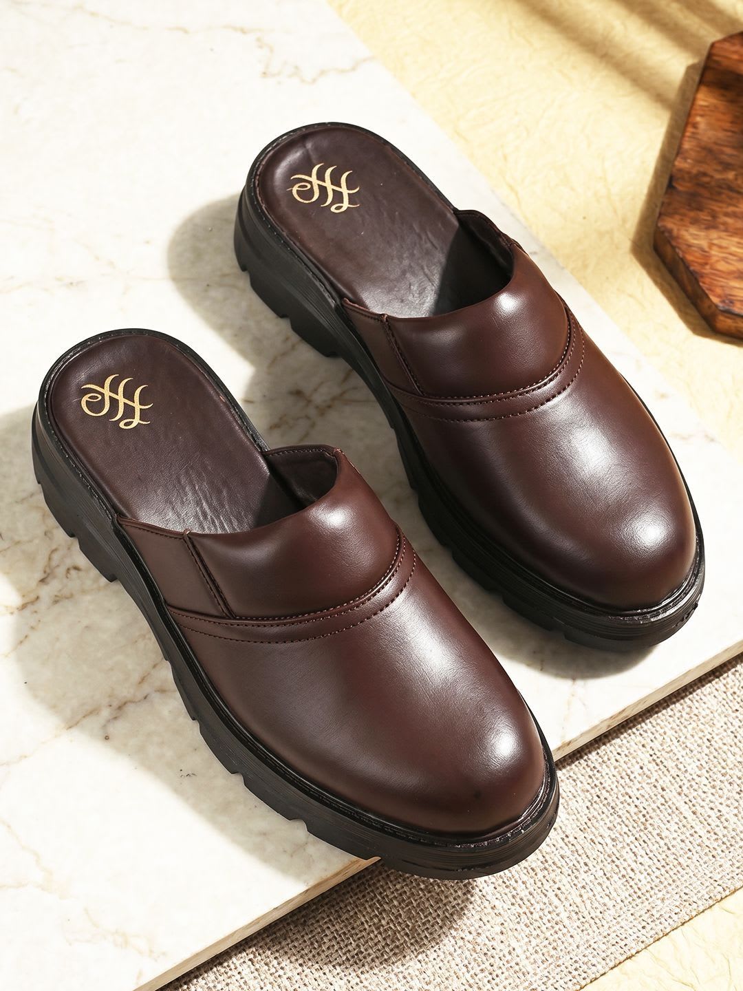 House of Pataudi Men Leather Clogs Sandals - default view