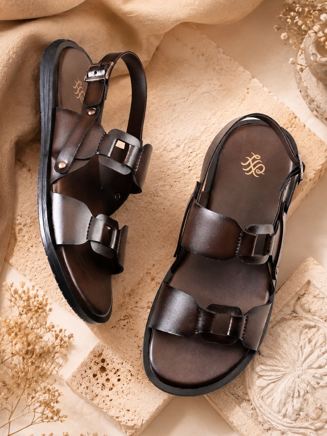 House of Pataudi Men Buckle Comfort Sandals - default view