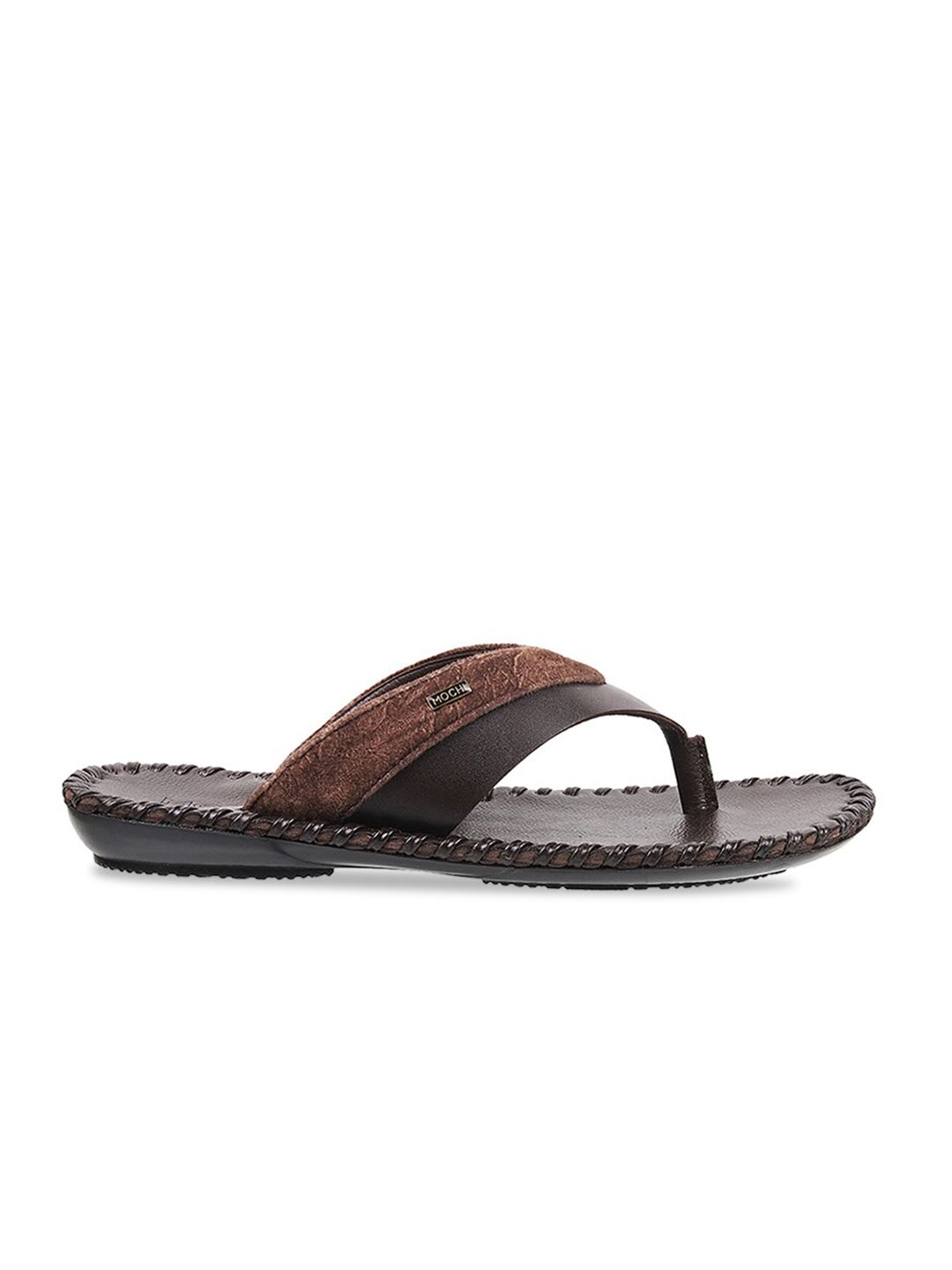 Mochi Men Brown Leather Comfort Sandals - back view