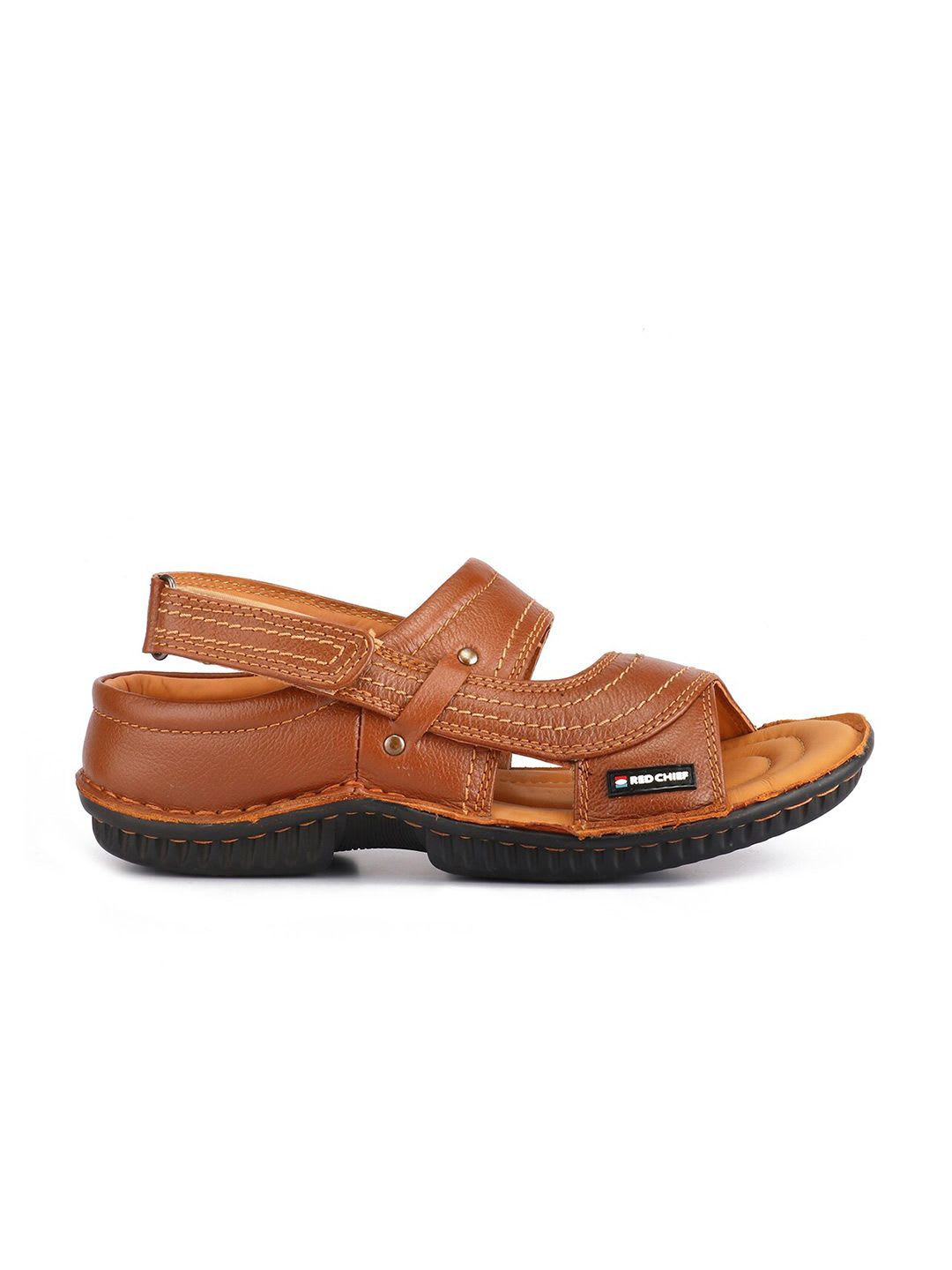 Red Chief Men Brown Leather Comfort Sandals - back view