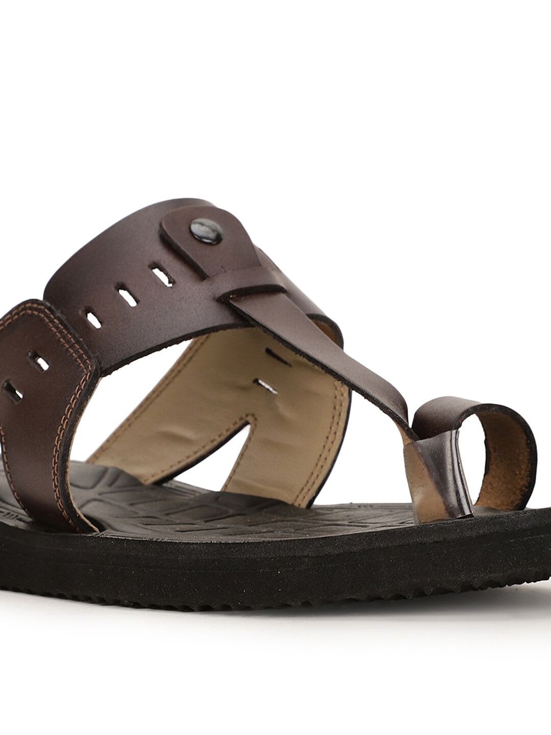 Bata Laser Cut Leather Comfort Sandals - left view