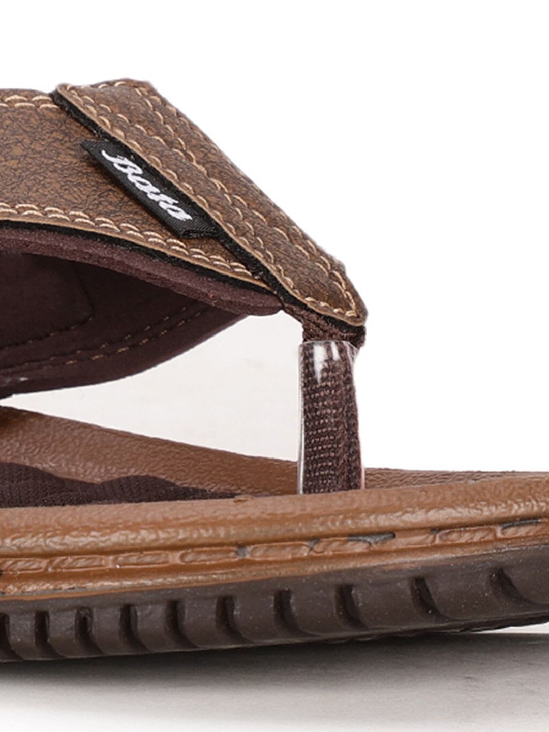 Bata Men Brown & Black Comfort Sandals - top view