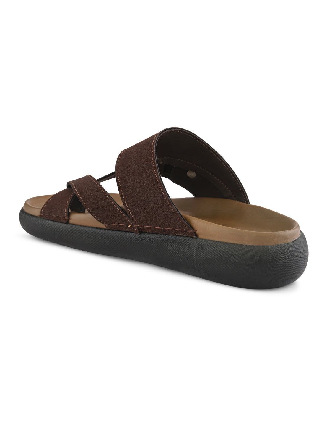 San Frissco Men Brown Suede Slipon Casual Thong Comfort Toe Ring Sandals - right view