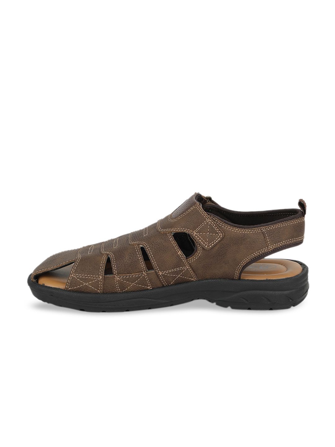 Bata Men Brown & Black Fisherman Sandals - back view