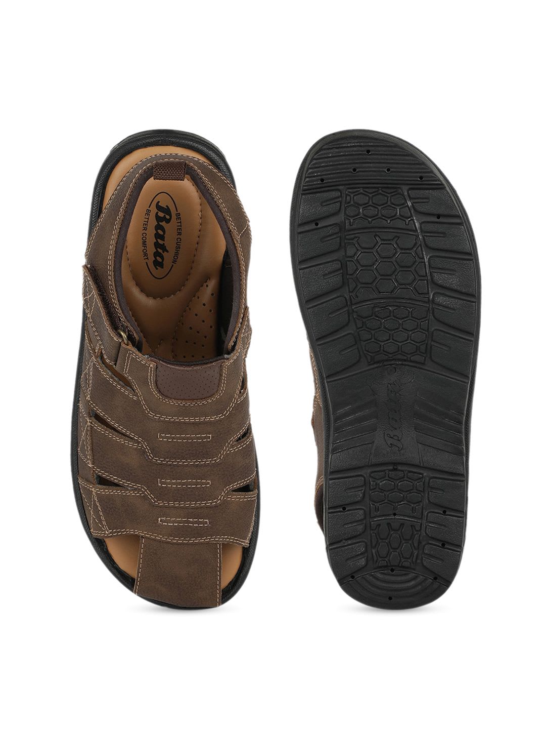 Bata Men Brown & Black Fisherman Sandals - right view