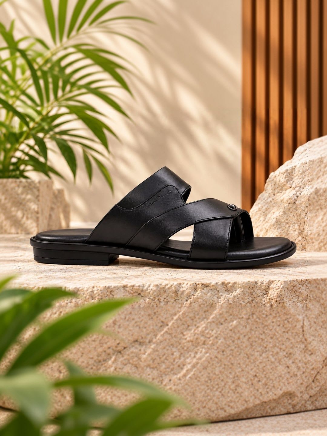REAL BLISS Men Leather Shoe-Style Sandals - left view