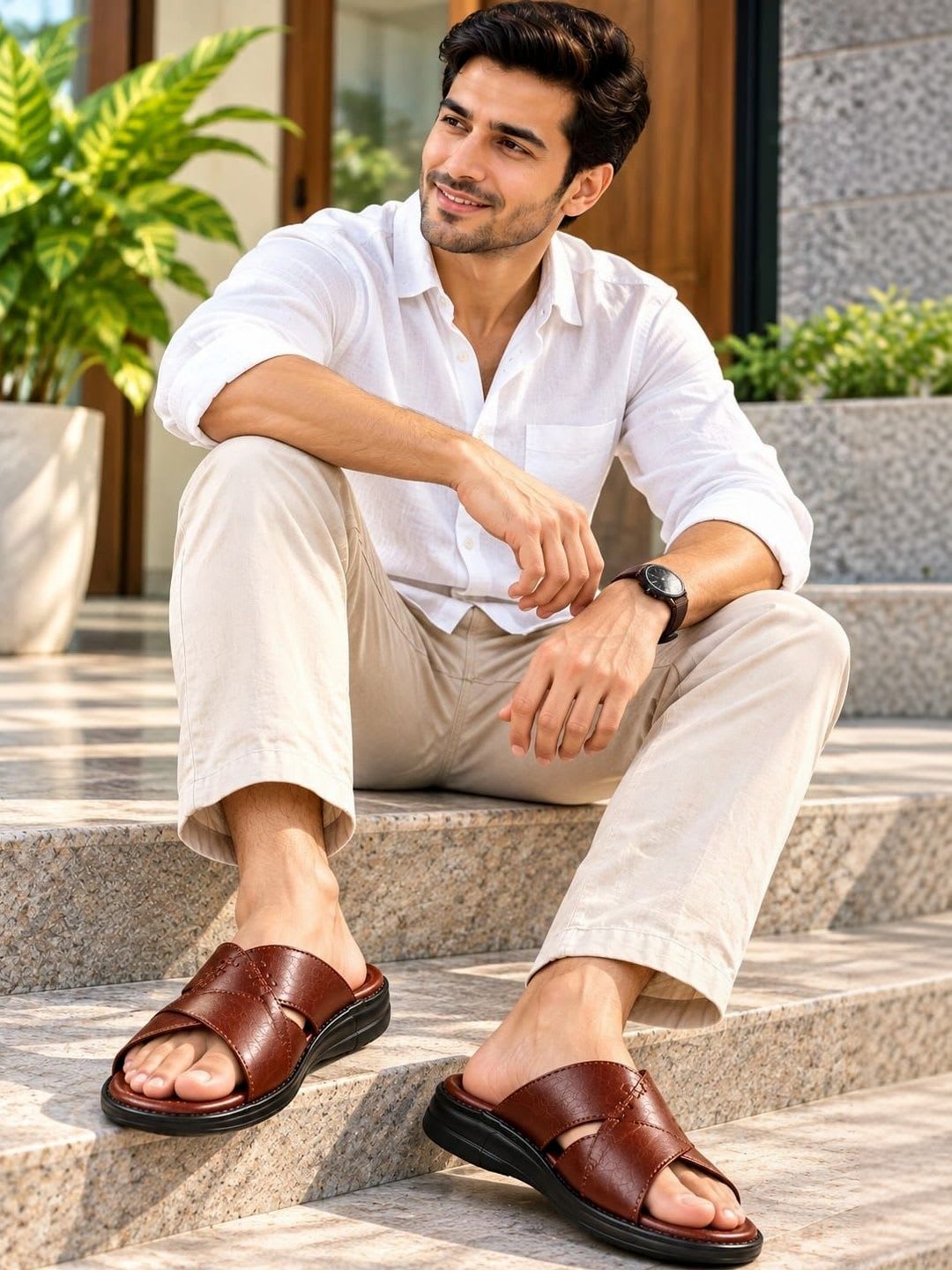 REAL BLISS FOOTWEAR Men Leather Comfort Sandals - right view