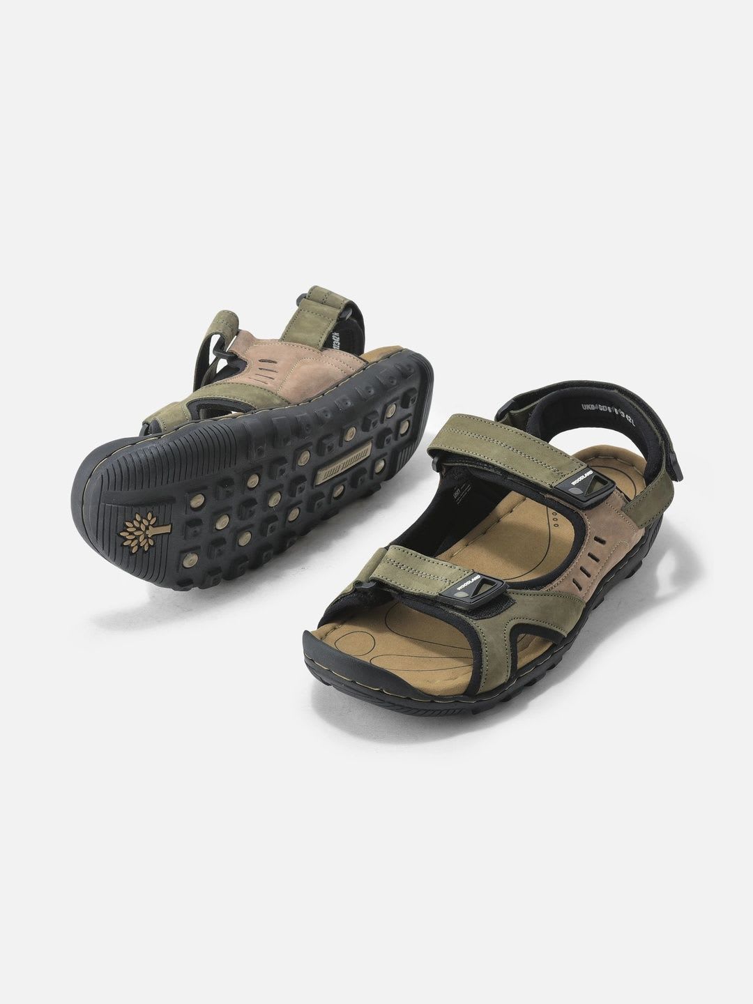 Woodland Men Leather Sandals - back view