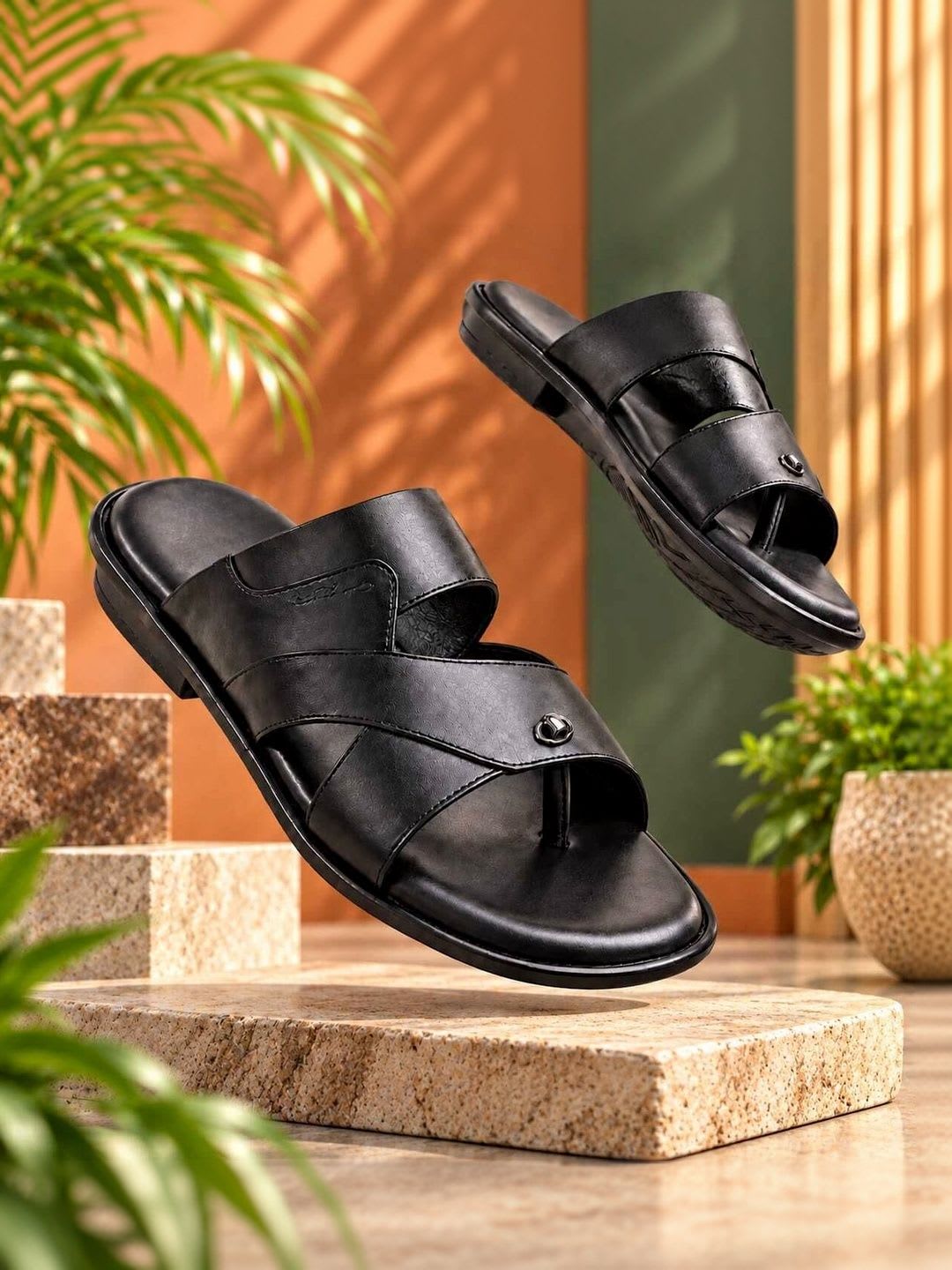 REAL BLISS FOOTWEAR Men Leather Comfort Sandals - default view