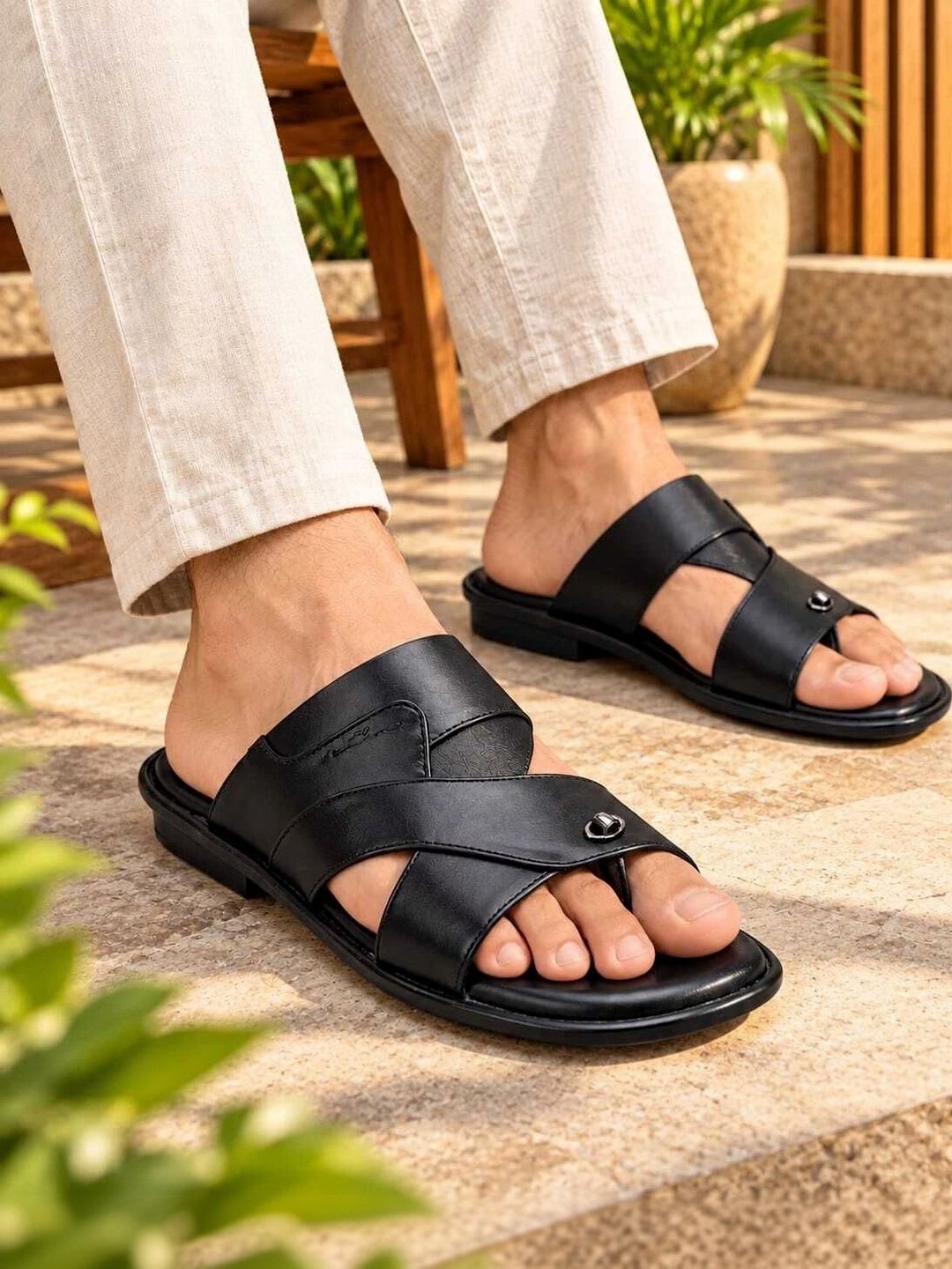 REAL BLISS FOOTWEAR Men Leather Comfort Sandals - right view