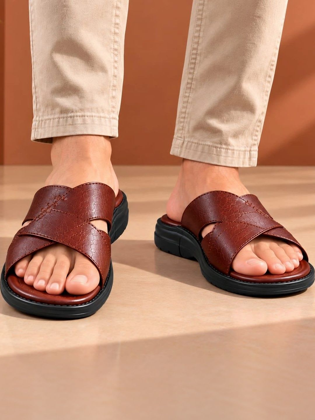 REAL BLISS FOOTWEAR Men Leather Comfort Sandals - left view