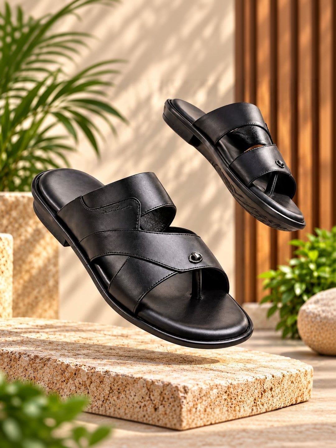 REAL BLISS Men Leather Comfort Sandals - default view