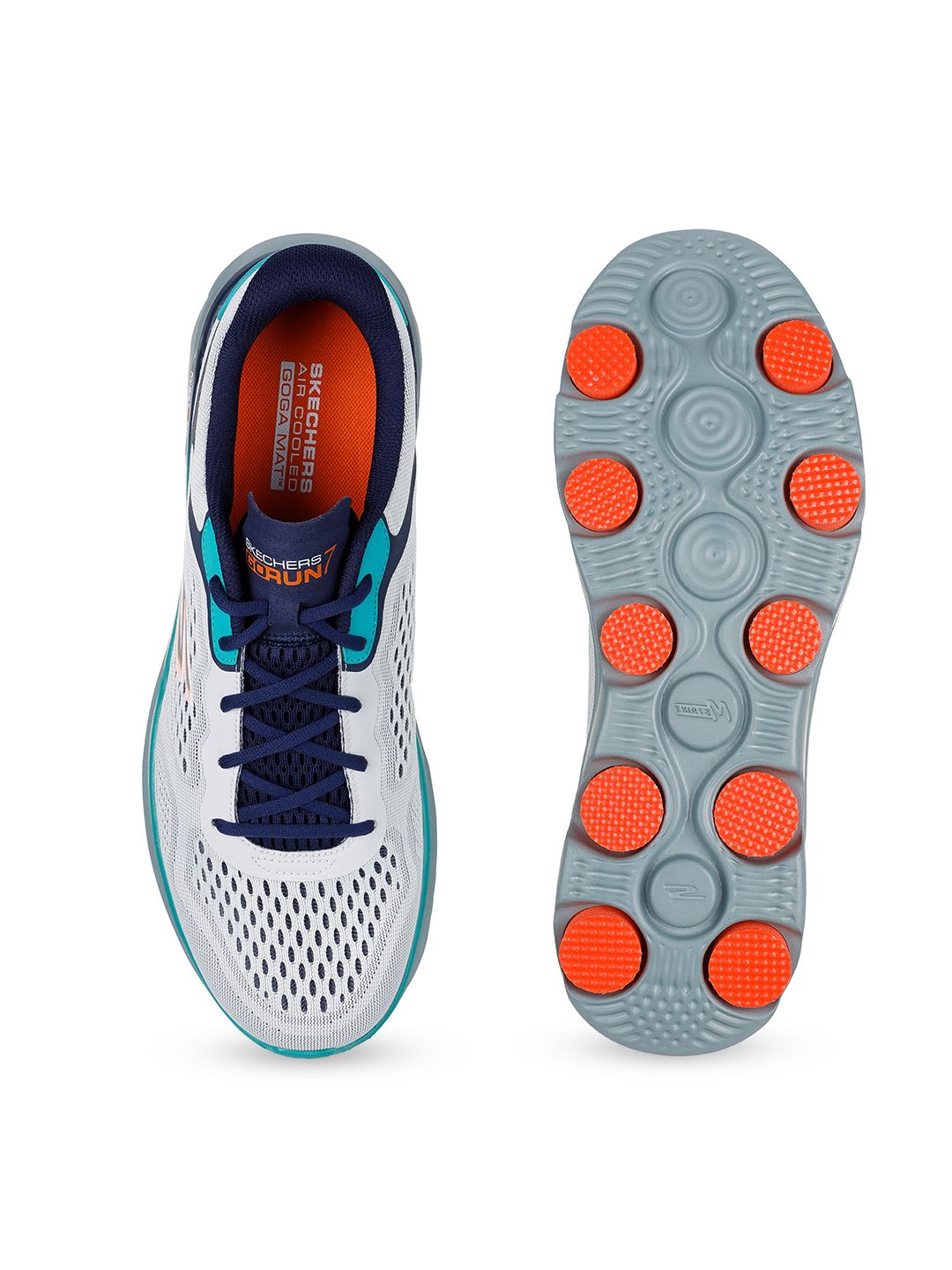 Skechers GO RUN 7 White Multi Running Shoes - back view