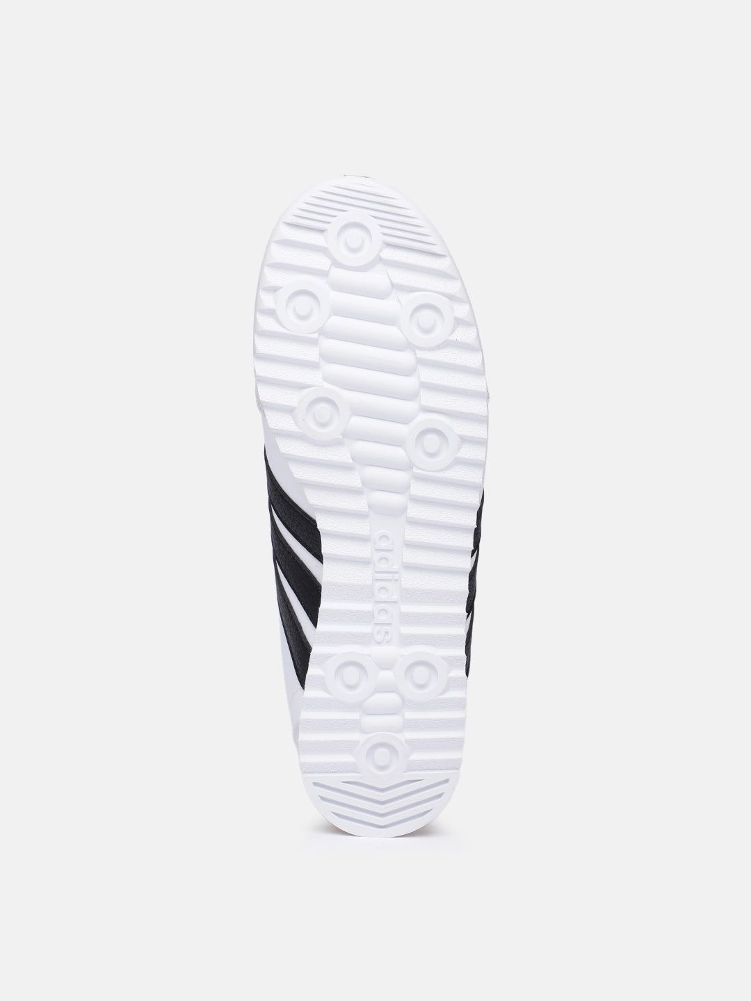 ADIDAS Men White Striped Sports Shoes - back view