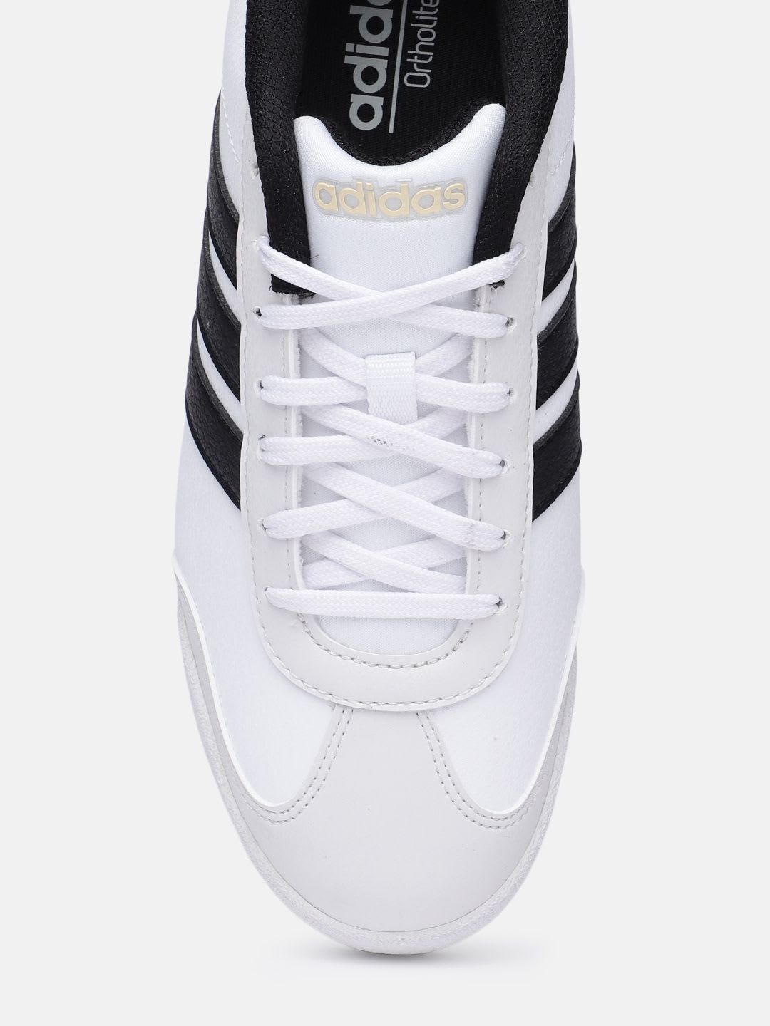 ADIDAS Men White Striped Sports Shoes - left view