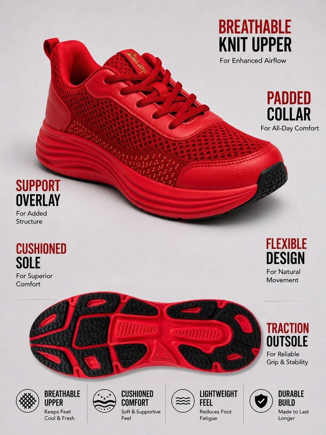 Allen Cooper Men Mesh Training or Gym Non-Marking Shoes - back view