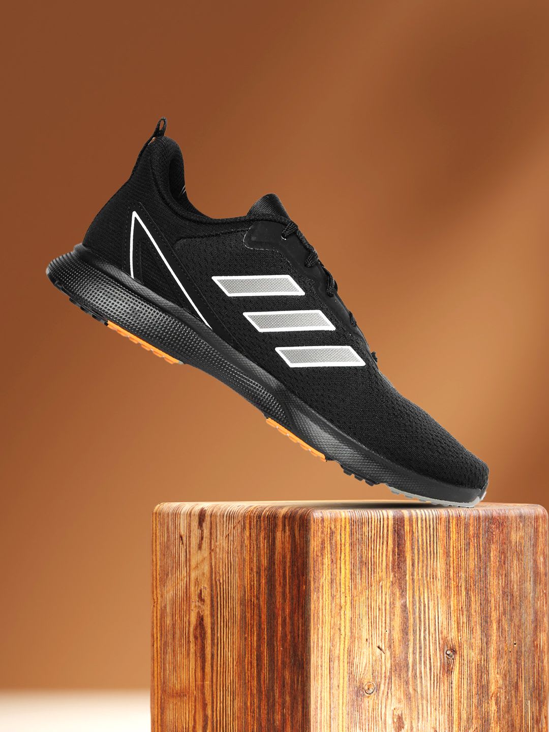 ADIDAS Men Black & Grey Woven Design Seize The Street Running Shoes - default view