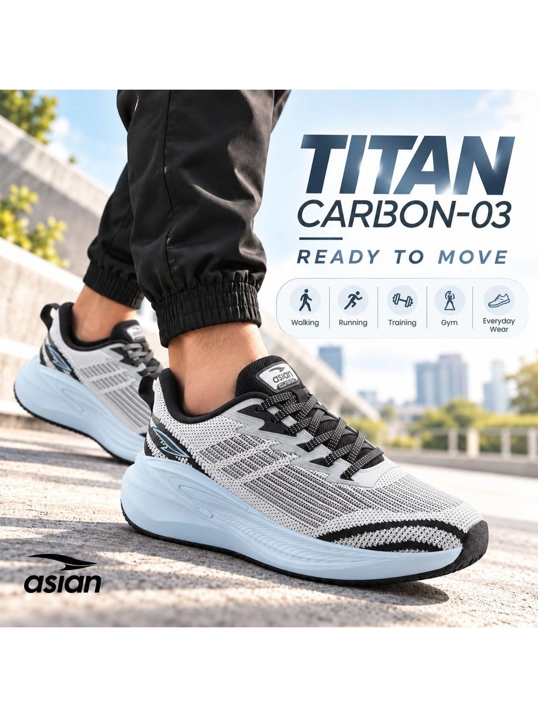 ASIAN Men Mesh Running Shoes - left view