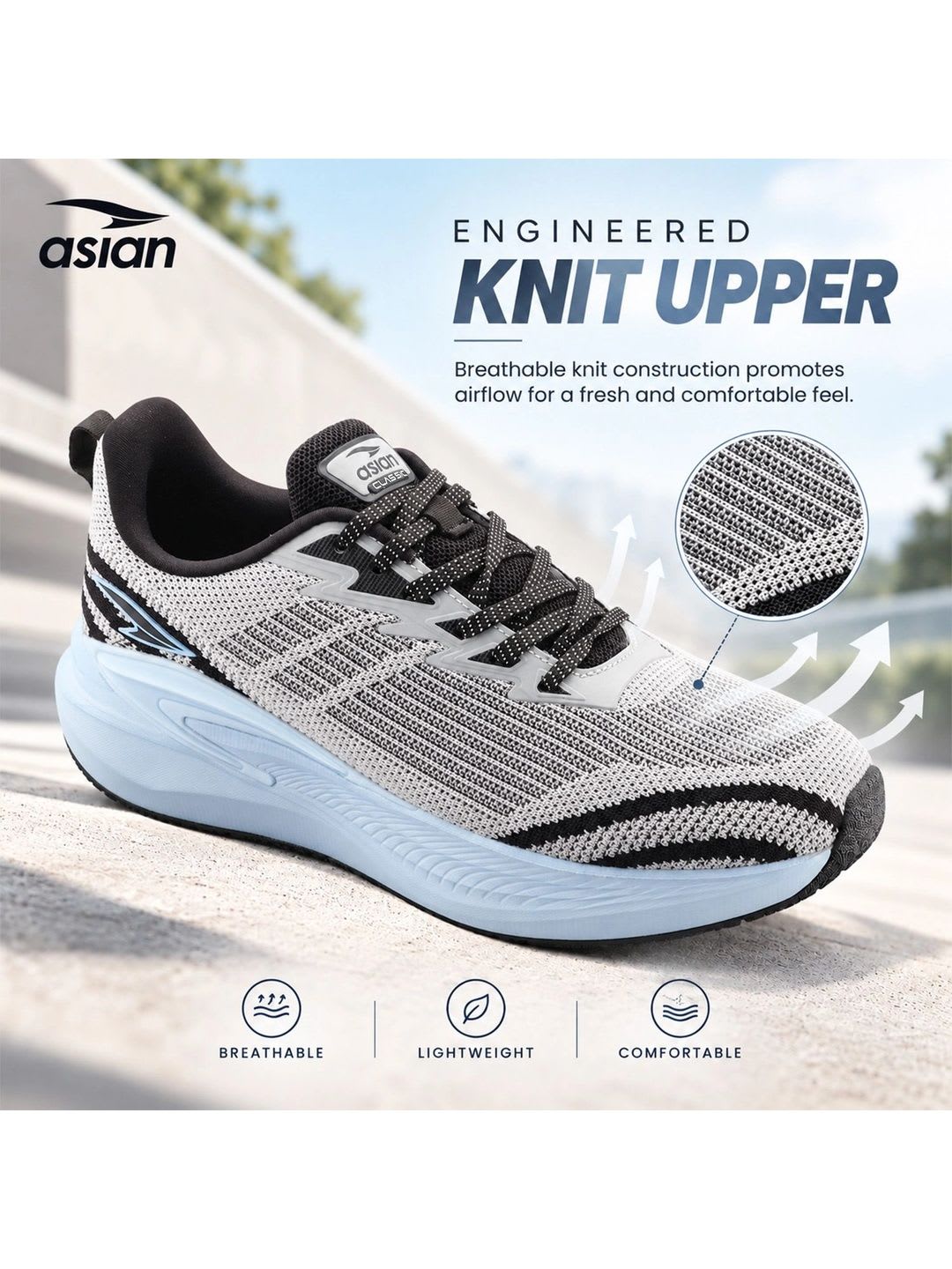 ASIAN Men Mesh Running Shoes - right view