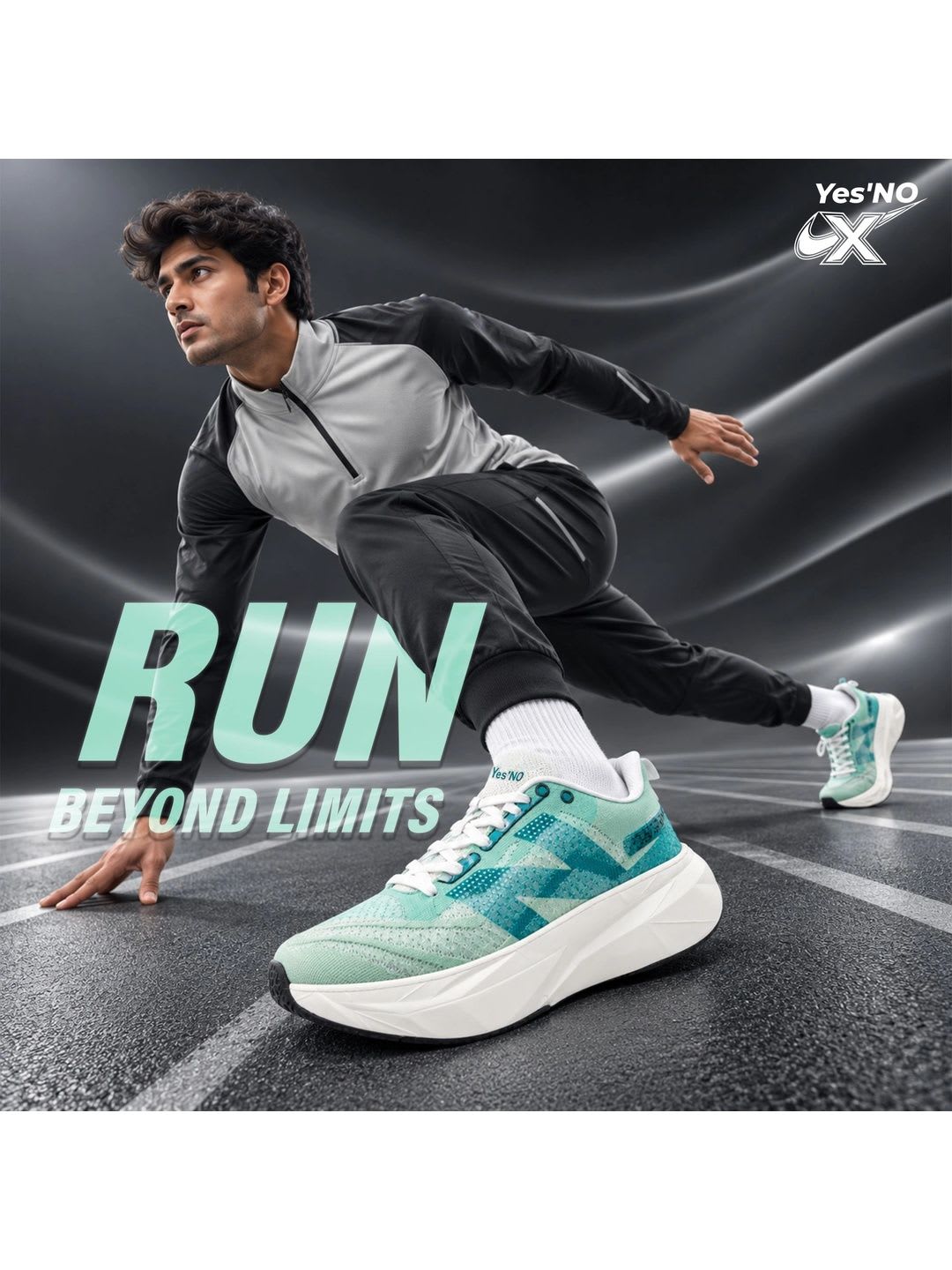 Yes NO Men Mesh Running Shoes - back view