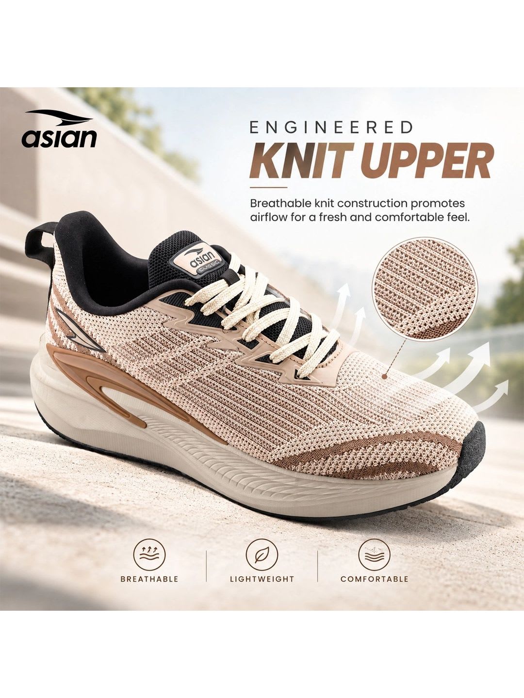 ASIAN Men Mesh Running Shoes - right view